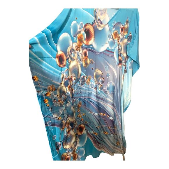 Silk Kaftan Kimono Made in India Free size up to XL beautiful !, - Picture 5 of 10